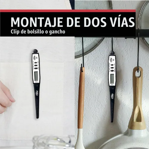 Vista 3 de CDN Termómetro digital impermeable para cocina, lectura instantánea, 2.75 pulgadas, inoxidable, inastillable, ideal para carne, aves, barbacoa Negro