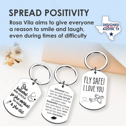 Vista 6 de Rosa Vila Llaveros para mujeres y hombres, regalos para mamá, mamá, tía, hermana, papá, abuela, enfermera, adolescentes, entrenador, profesor piloto