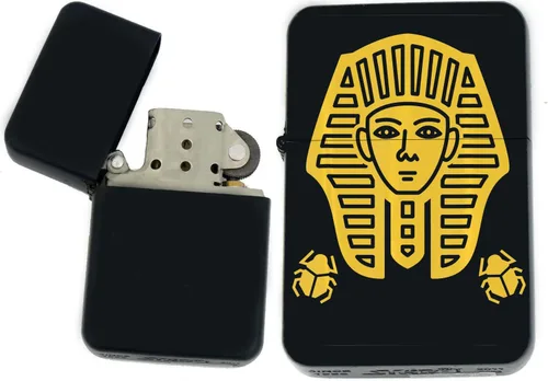Vista 14 de Faraón, egipcio, tutankamón, cleopatra, ojo de Horus, pirámides-Ankh, leona-diosa única coleccionable s Infinity negro mate encendedores a prueba