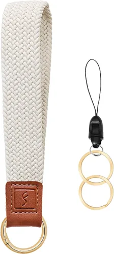 Vista 32 de Fishent Llavero elástico, bonito llavero de pulsera, cordón de muñeca tejido mejorado para llaves, llaveros para mujeres y hombres, llaves