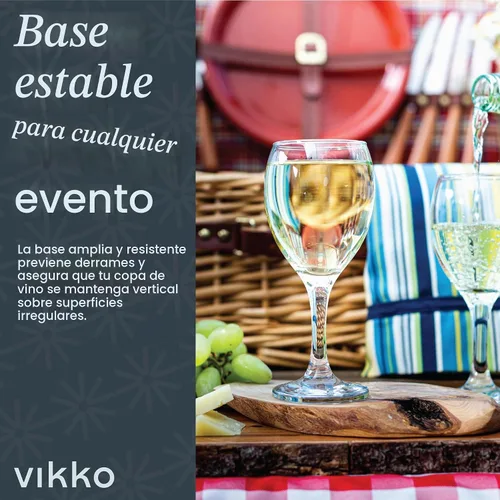 Vista 6 de Vikko Copas de vino pequeñas de 8.5 onzas, juego de 6, vidrio transparente, tallo duradero, apto para lavavajillas