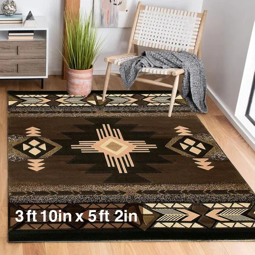 Vista 58 de YHSF South West - alfombra estilo nativo americano del suroeste C318 - fácil de limpiar, gruesa, suave, duradera, alfombra inspirada en tribus