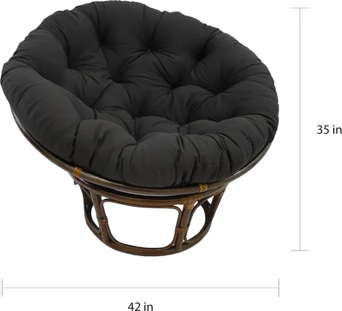 Vista 4 de International Caravan Furniture Piece - Silla Papasan de ratán de 42 pulgadas con cojín de sarga sólida