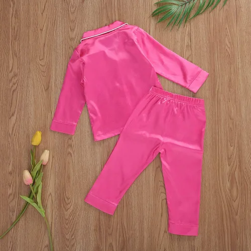 Vista 125 de Conjunto de pijama de manga larga con botones para niña pequeña, conjunto de ropa de dormir