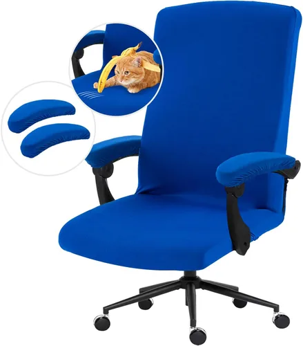 Vista 102 de Fundas elásticas resistentes al agua para sillas de computadora - Protectores lavables para respaldo giratorio y asiento para mascotas - Negro