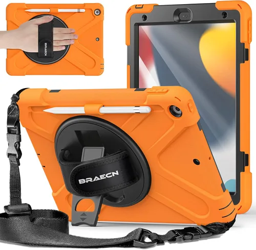Vista 10 de BRAECNstock - Funda para Apple iPad de 9ª/8ª/7ª generación, de 10.2" 2021/2020/2019, funda protectora a prueba de golpes para niños, con protector