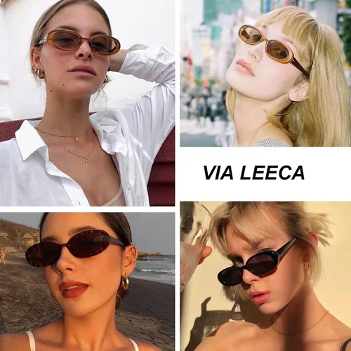 Vista 3 de Lentes de sol ovalados retro de moda para mujer, pequeños años 90, Y2K, a la moda, vintage, estrechos