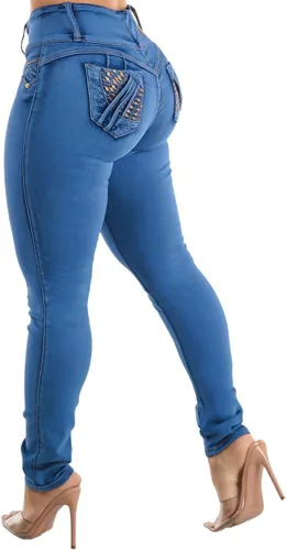 Vista 12 de Moda Xpress - Jeans levantadores de glúteos para mujer, ajustados, de cintura alta, elásticos 10840c_tp1589 caqui