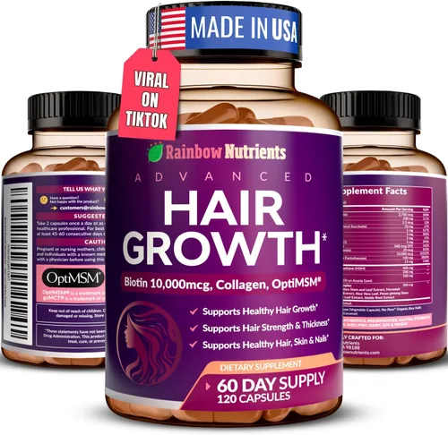 Vitaminas para el crecimiento del cabello para mujeres | Biotina 10,000 mcg, colágeno, OptiMSM® patentado, goMCT®, Saw Palmetto | Regenera
