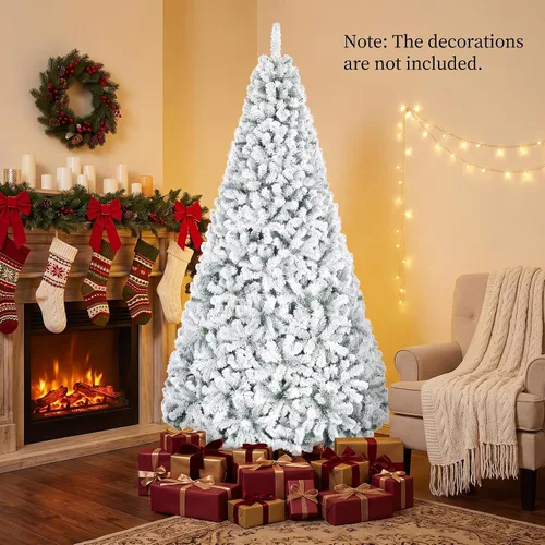 Vista 9 de POWERSTONE Árbol de Navidad artificial, flocado de nieve sin iluminación