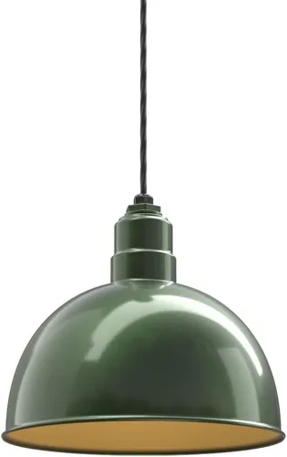 Vista 66 de Steel Lighting Co. Colgante de cuenco rosa Lámpara montada en el techo Cúpula de 15 pulgadas vástago de 12 pulgadas Estilo granero de acero