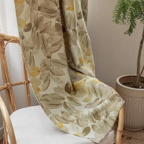 Vista 7 de SUOUO - Cortinas opacas vintage de color marrón moca, 2 paneles de 84 pulgadas Watercolor Yellow Botanical Leaf,Farmhouse,Thermal Insulated,Room