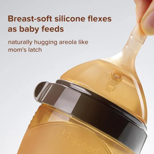 Vista 4 de Thyseed Botella de silicona natural similar al pecho con pezón (7-10 meses), 8 onzas, 1 paquete