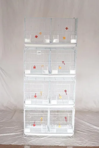 Vista 5 de Lote de 4 jaulas apilables para pájaros pequeños pinzones canarios (negro)