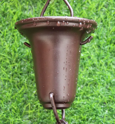 Vista 12 de KAM Home - Cadena de lluvia acampanada con adaptador de canaleta de perno de latón para instalación de cadena de lluvia (blanco, 13)