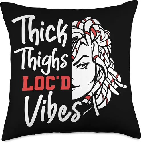 Vista 4 de Locs Afro Dreadlocks Love Natural Beauty Hair Locd Thick Thighs Loc'd Vibes Afro Hair - Almohada africana americana, 16 x 16 pulgadas, multicolor