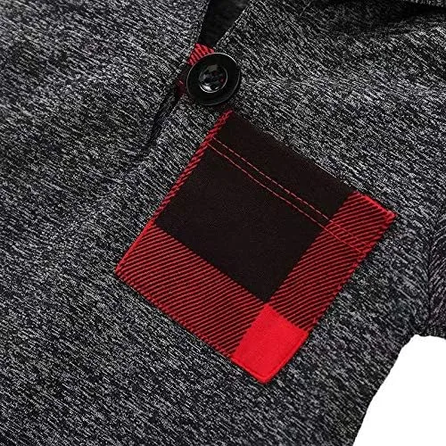 Vista 5 de Conjunto de 2 piezas de ropa para bebé y niña, de manga larga, con bolsillo a cuadros, con capucha y pantalones