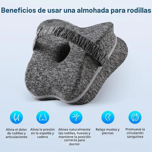 Vista 5 de Almohada de rodilla para dormir de lado, almohada de espuma viscoelástica para dormir de lado con correa, almohadas de alineación entre las piernas