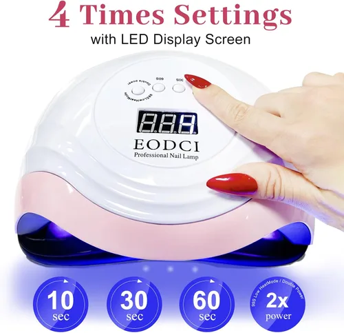 Vista 4 de eodci Lámpara de uñas LED UV de 168 W, luz UV para secador de uñas de gel, lámpara de curado de esmalte de uñas, sensor automático, luz profesional