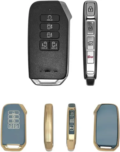Vista 3 de SANRILY Funda para llavero de 9 botones para Kia K5 Sedona 2021 K8 V6 2022 EV6 GT Linie Seltos Sportage R K3 K4 Stinger Sorento Cerato 9 Taste Beige