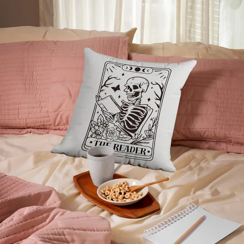 Vista 4 de Fundas de almohada góticas de 18 x 18 pulgadas, funda de almohada de esqueleto, funda de almohada de decoración de tarot, decoración de habitación