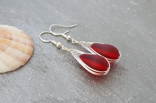 Vista 50 de Yinahawaii Handmade Sea Glass Earrings, Hawaiian Jewelry, Wire Braided Earrings Teardrop Earrings, Beach Jewelry Sea Glass Jewelry For Women Cobalt