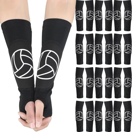 Vista 8 de Minatee Mangas de brazo de voleibol Mangas de antebrazo de pase y golpe con almohadillas de protección y agujero para el pulgar