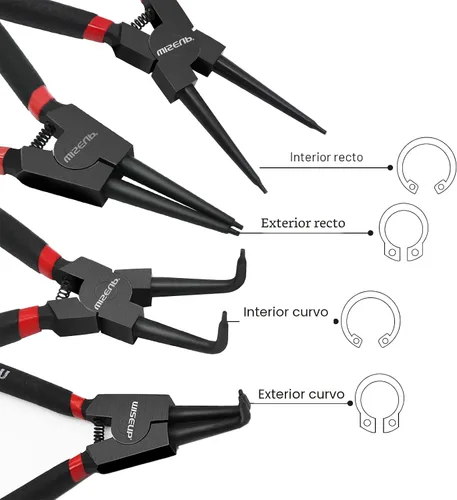 Vista 4 de WISEUP Juego de alicates de anillo a presión, 4 piezas de 7 pulgadas, kit de alicates de circlip interno/externo de 7 pulgadas, puntas de mandíbula
