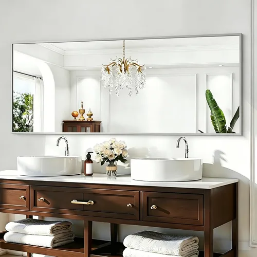 Vista 51 de KOCUUY Espejo de baño negro, espejo rectangular de 24 x 18 pulgadas para sobre el fregadero, espejo de pared decorativo moderno para dormitorio