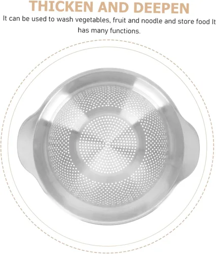 Vista 7 de Stainless Steel Vegetable Strainer Multi Purpose Colander for Cooking Washing Rice Fruits Capacity Design Kitchen Tool for Effortless Food