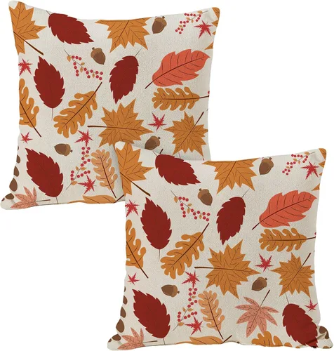 Vista 9 de JOOCAR Juego de 2 fundas de almohada de otoño, con texto en inglés «Hello Pumpkin», «Hello Fall», fundas decorativas de lino para sofá, decoración