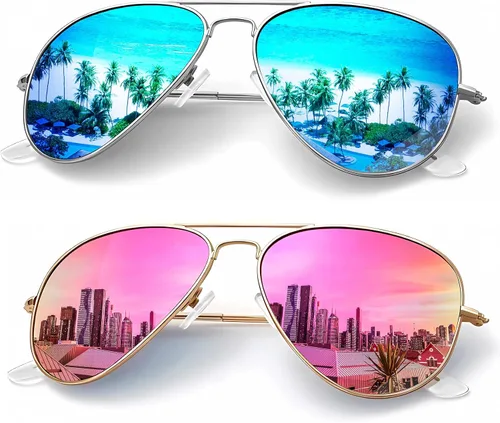 Vista 57 de KALIYADI Classic Aviator Sunglasses for Men Women Driving Sun glasses Polarized Lens UV Blocking Negro