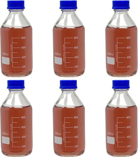 Vista 10 de Karter Scientific Botellas redondas de vidrio de 1.7 fl oz con tapa de rosca GL32, borosilicato, (paquete de 2)