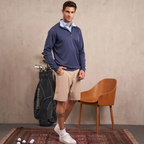 Vista 3 de Long Sleeve Golf Shirt Men 14 Zip Pullover Mens Long Sleeve Sun Protection Shirts UPF 50 Lightweight Athletic Pullover