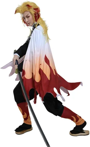 Vista 2 de Miccostumes Traje de cosplay Rengoku Kyoujurou para hombre con pilar de la llama del cuerpo de matanza de demonios