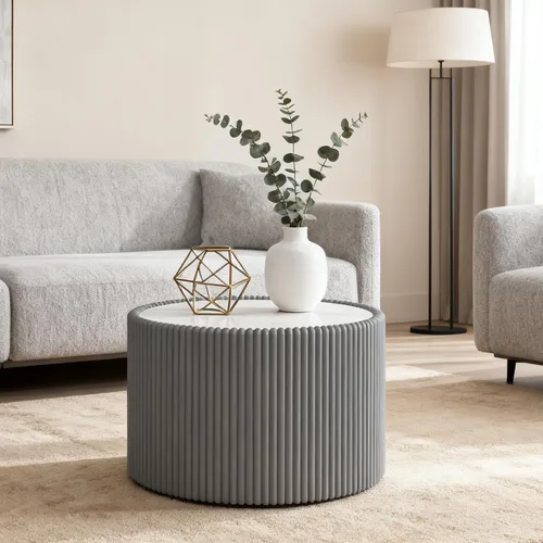 Vista 27 de Mesa de centro moderna, mesa de té central circular de 15.75 pulgadas, mesa de cóctel, mesas de centro redondas cilíndricas para sala de estar