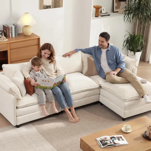 Vista 4 de Vesgantti Sofá modular de 108 pulgadas, cómodo sofá de nube con asiento profundo otomano movible, sofá modular en forma de L, sofás seccionales
