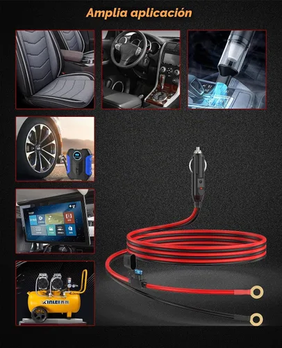 Vista 6 de 12AWG Cable de Cargador de Encendedor de Cigarrillos Resistente, Cable Adaptador de Encendedor de Cigarrillos Macho de 3.3FT con Luz LED y Caja