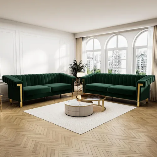Vista 12 de Sofás de terciopelo de 83 pulgadas para sala de estar, cómodos sofás tapizados de 3 plazas para apartamento moderno para espacios pequeños (negro)