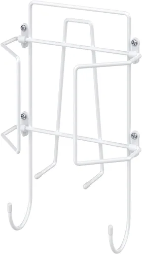 Vista 9 de ClosetMaid Barra de valet colgante para instalación en pared o puerta, accesorios incluidos, diseño plegable, acero duradero, color blanco