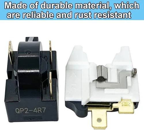 Vista 6 de QP2-4.7/QP2-4R7 4.7Ohm Refrigerador 3 Pin PTC Start/Starter Relay w/Refrigerator Overload Protector, Compatible with Whirlpool, Vissani, Kenmore