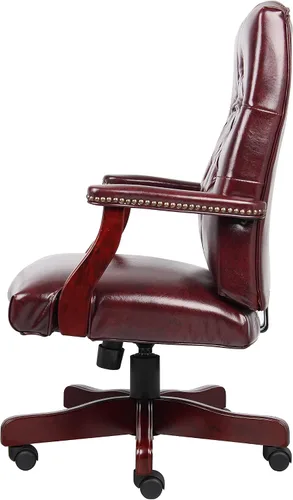 Vista 7 de Boss Office Products Silla clásica ejecutiva Caressoft con acabado de caoba en Borgoña, respaldo alto (B905-BY)