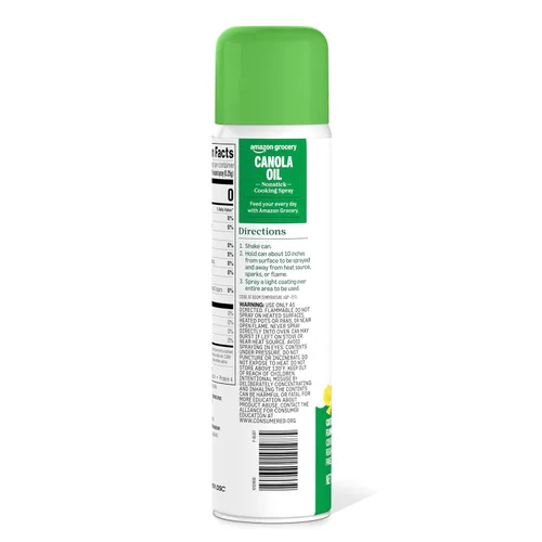 Vista 5 de Amazon Fresh, Spray de cocina antiadherente de aceite de canola, 8 onzas (anteriormente Happy Belly, el embalaje puede variar)