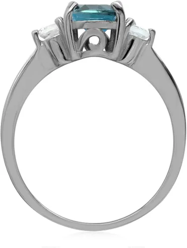 Vista 3 de Silvershake 8x6mm Oval Shape 925 Sterling Silver Engagement Ring