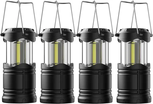 Vista 22 de Lichamp Linterna LED para campamento, paquete de 4 linternas alimentadas por batería para cortes de energía, luz colgante plegable portátil esencial