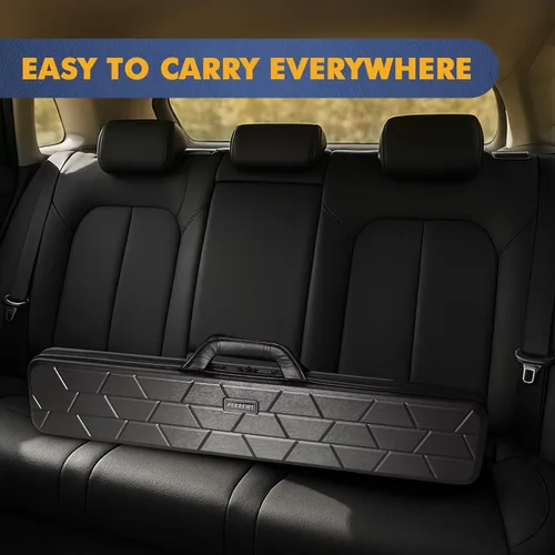 Vista 7 de Estuche para Taco de Billar, Funda Rígida para Taco de Billar 4x4 con 10 Ranuras Acolchadas, Bolsa de Billar Resistente con Mango de Cuero Suave