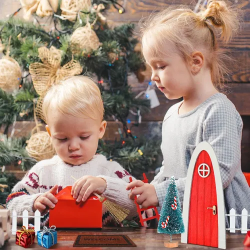 Vista 7 de Hungdao 20 piezas de puertas de hadas de elfo de Navidad, decoración de puertas arqueadas, puertas de hadas, dientes, decoración de Navidad, pequeña