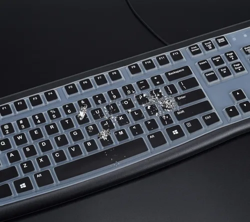 Vista 3 de Cubierta de teclado para Logitech K120 y MK120 Teclado con cable, ultra delgado Logitech MK120 y K120 Protector de piel de teclado - Negro