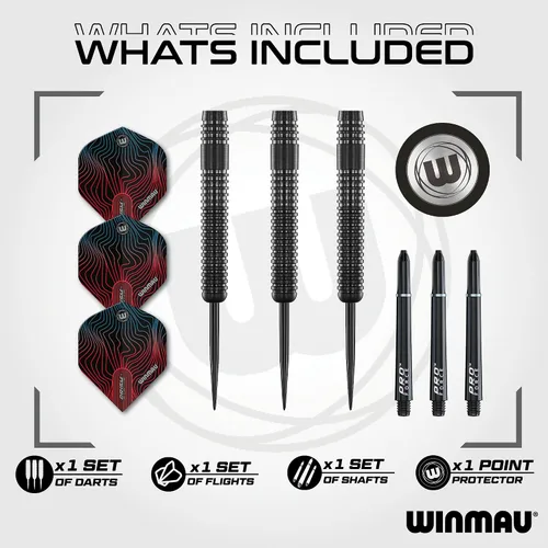 Vista 2 de WINMAU Solaris Pro Specialist - Juego de dardos con punta de acero de tungsteno con vuelos y ejes (tallos)