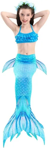 Vista 4 de Traje de baño de cola de sirena para niñas que nadan (sin monofín)